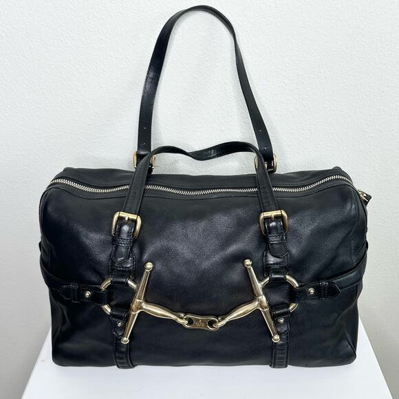 GUCCI 85th Anniversary Black Horsebit Boston Style Shoulder Bag